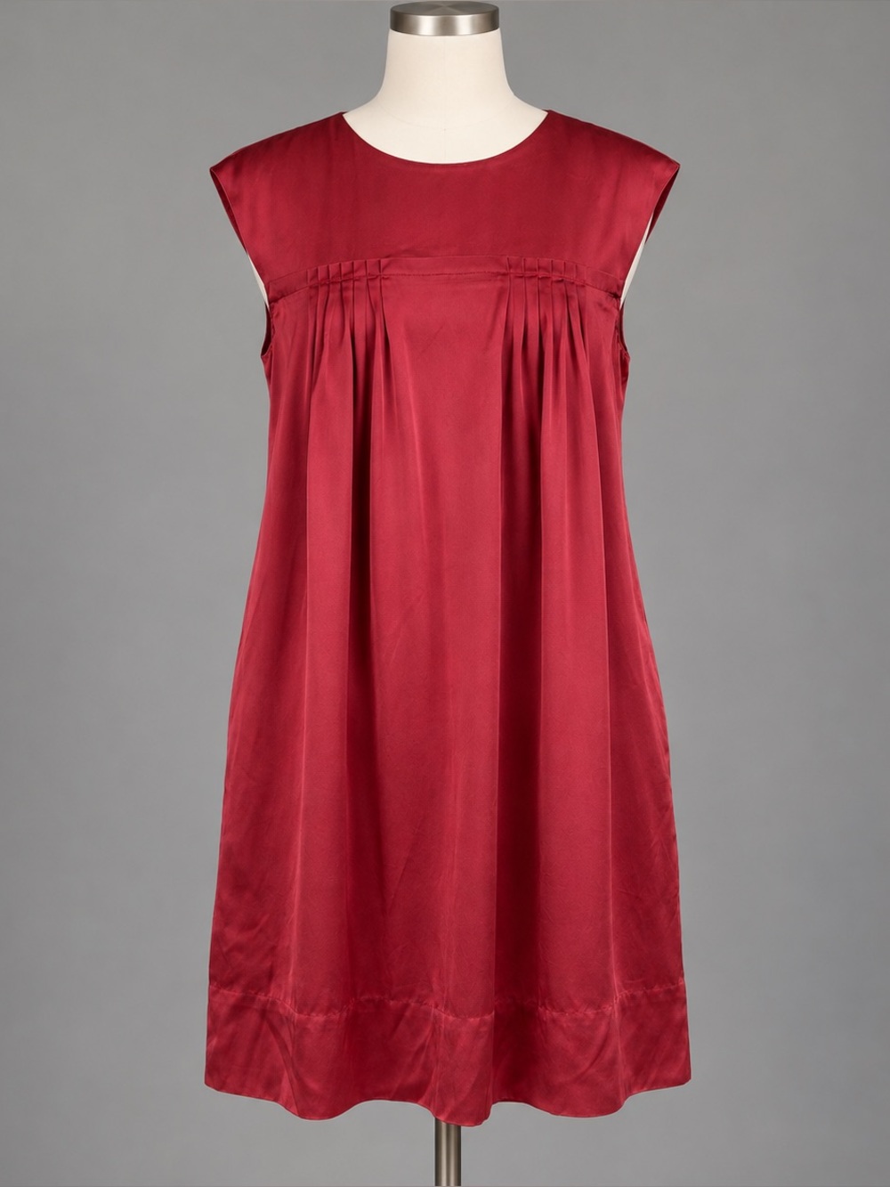 BCBG MaxAzria 100% Silk Babydoll Shift Dress Burgundy Red Large